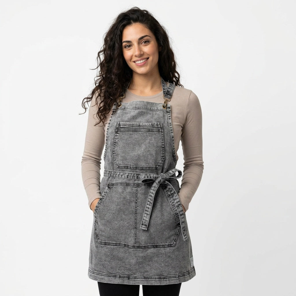 black acid washed apron jclark designed
