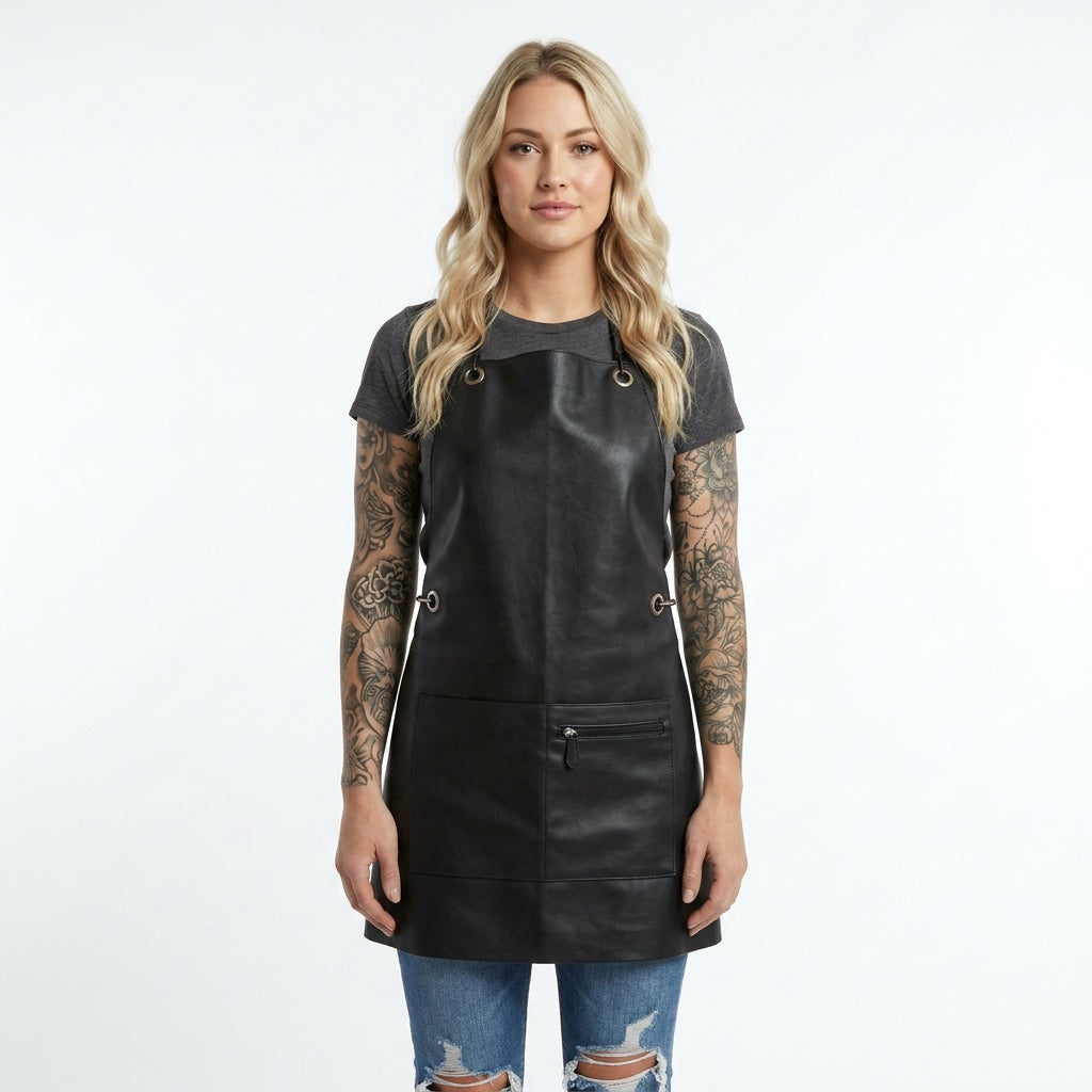 Black leather bleach proof apron jclark designed
