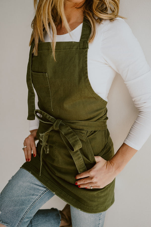 Olive Green Apron Salon Aprons on Sale Today