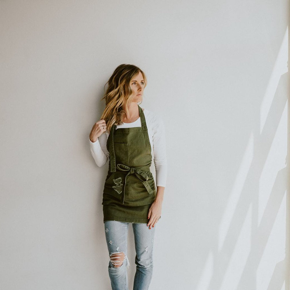 Olive Green Apron Salon Aprons on Sale Today